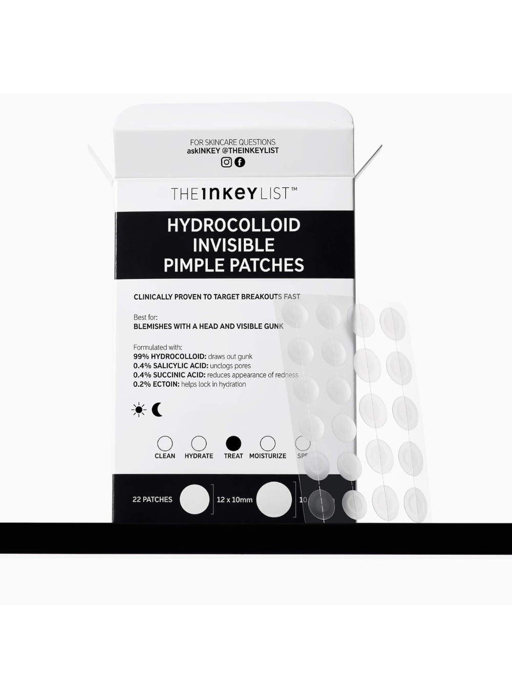NIB The Inkey List Hydrocolloid Invisible Pimple Patches (Pack of 22)